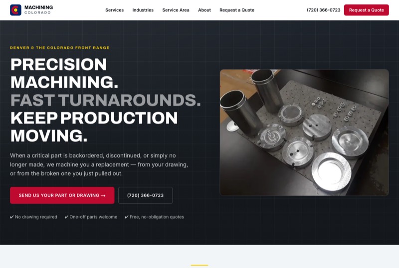 Machining Colorado website