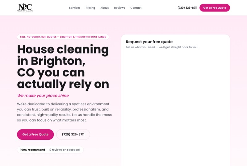 Nikki's Pro Cleaning website